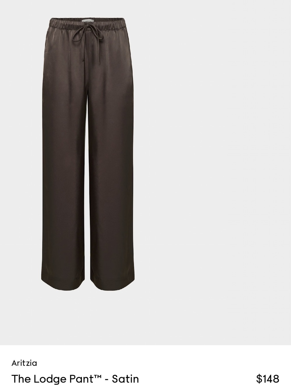 Babaton Satin Pant Elastic-Waist Wide Leg Pants in Chocolate women’s size L - Picture 4 of 11
